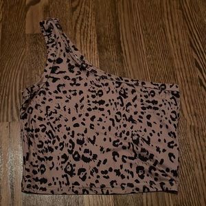 animal print one shoulder top